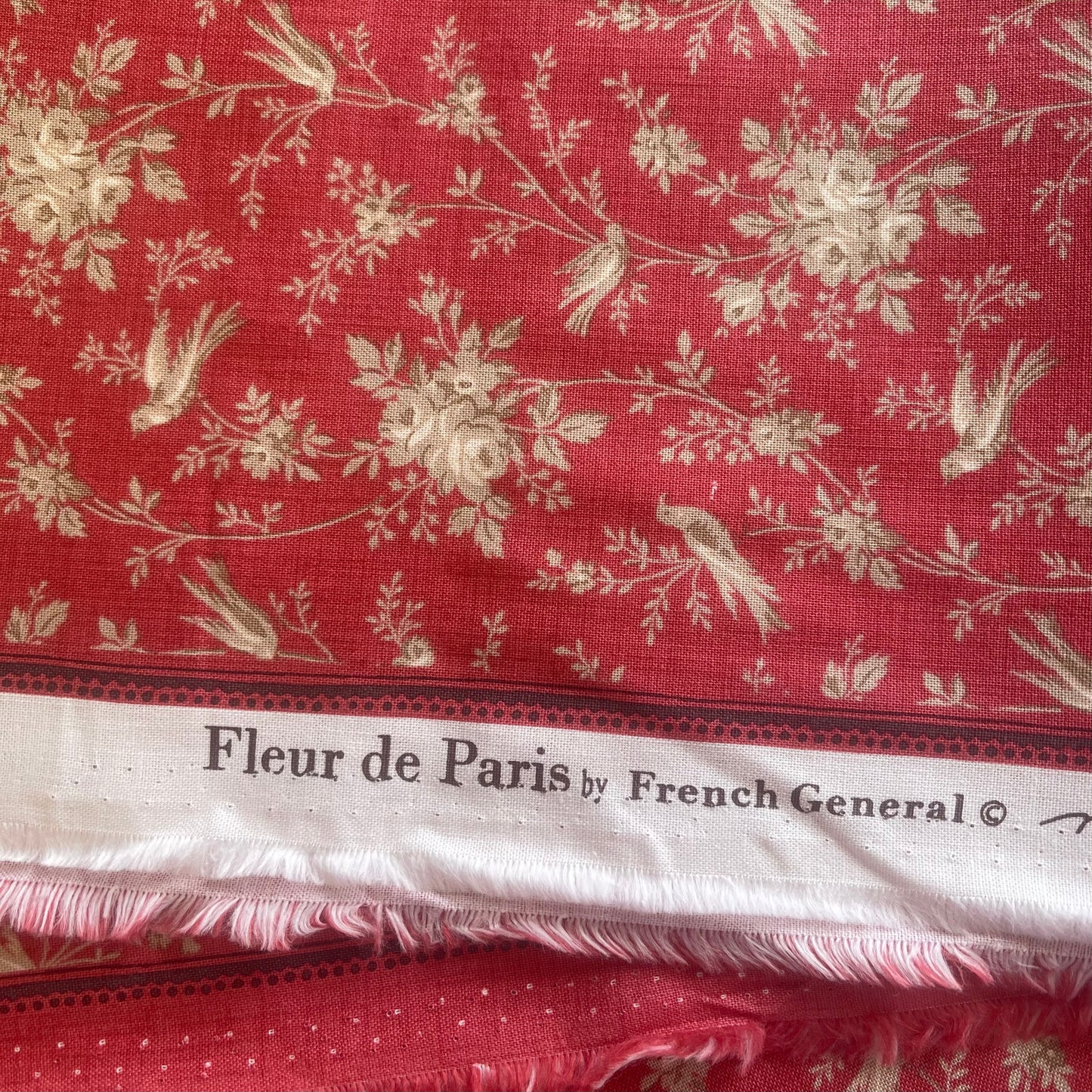 French General - Fleur de Paris - Oiseaux Red Fabric
