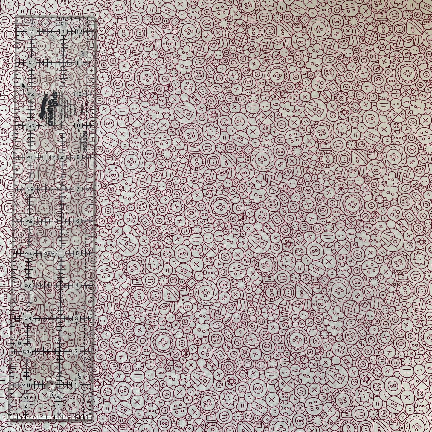 Red outline buttons Fabric