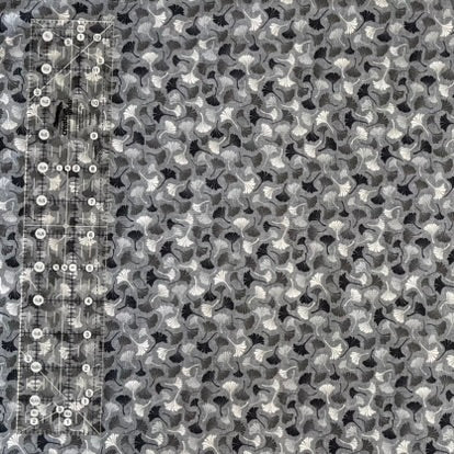 Black and Grey Gingko Japanese Fabric