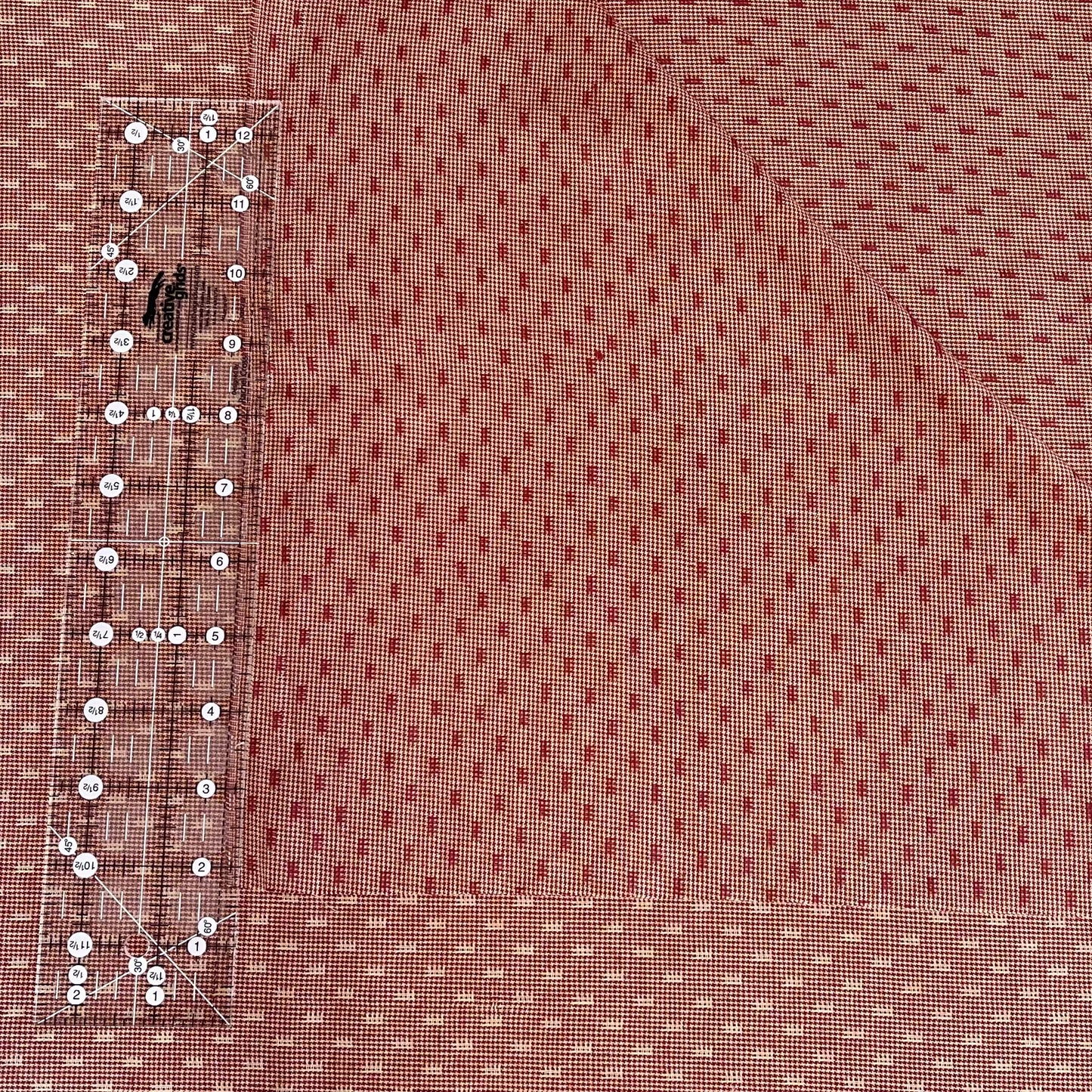 Textured Japanese Woven Fabric - Red Spot