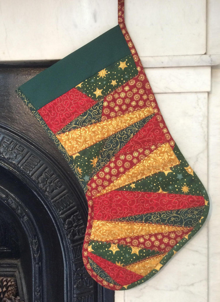 Crazy Patchwork Christmas Stocking Quilting Pattern Village Fabrics