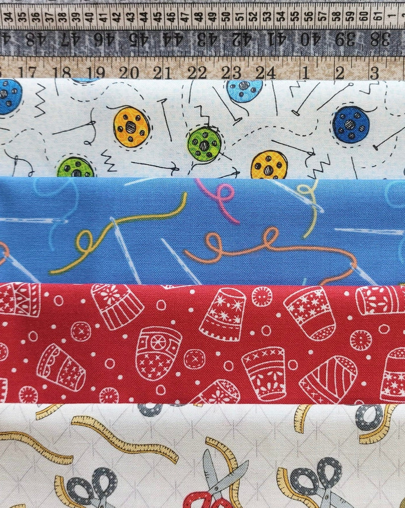 Sewing Themed 5 Fat Quarter Pack Village Fabrics