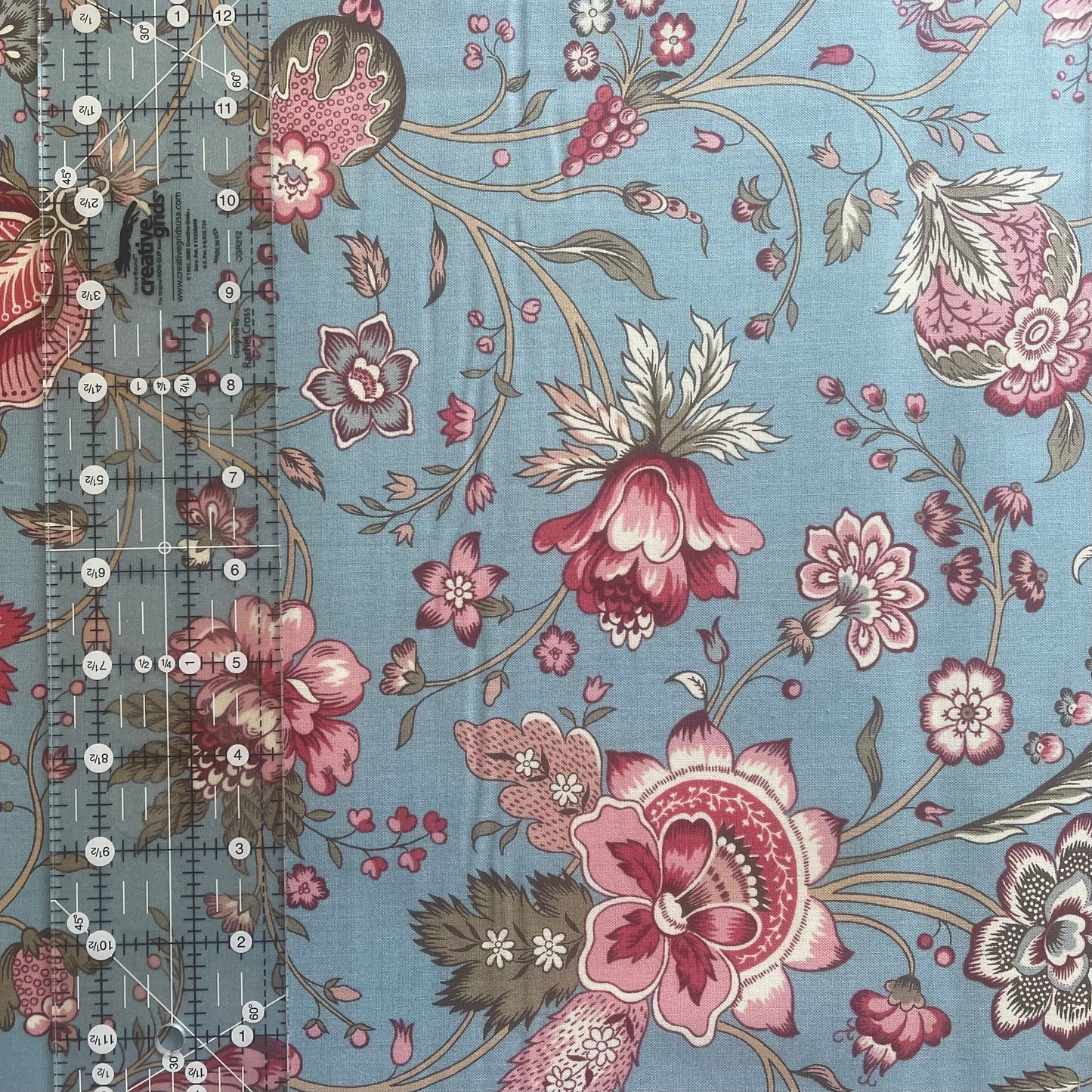 French General - Antoinette - Blue Large Floral Fabric