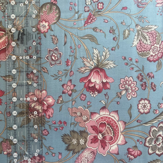 French General - Antoinette - Blue Large Floral Fabric