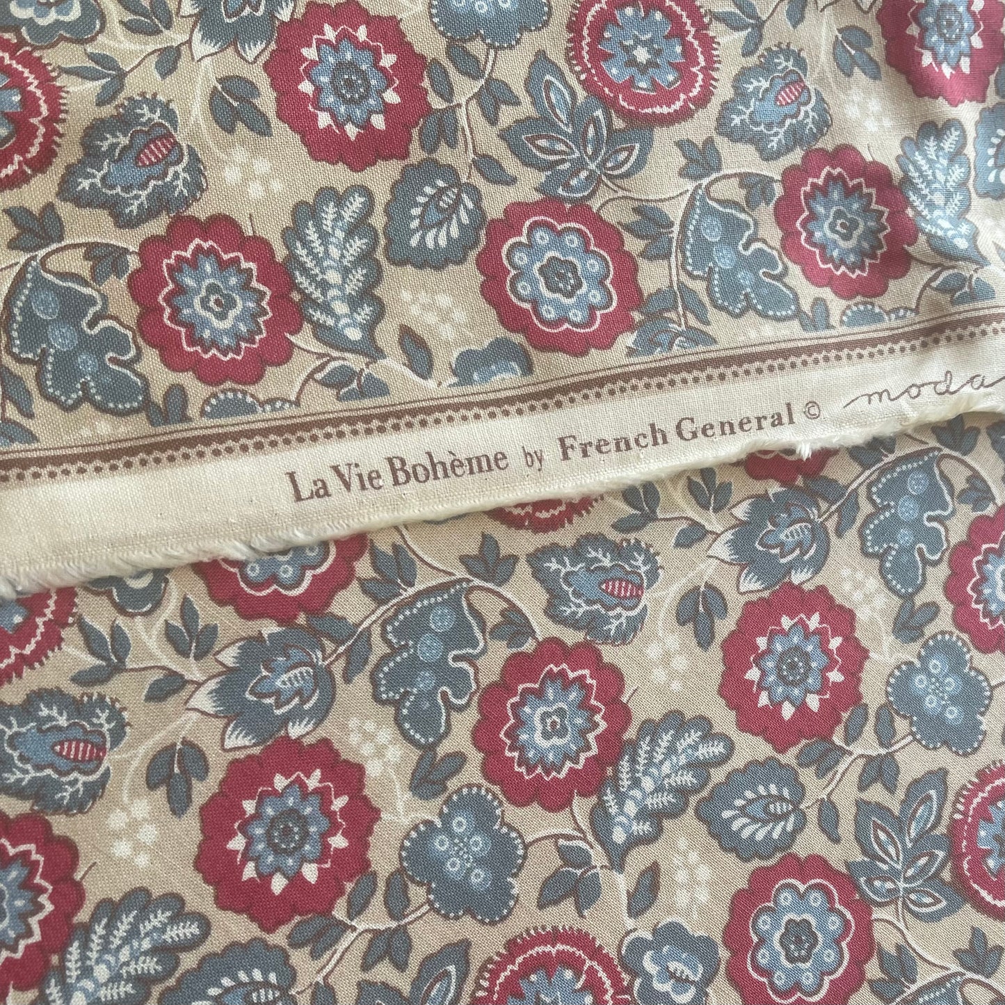 French General - La Vie Boheme - Red and Blue Floral Fabric