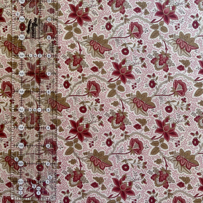 French General - Chateau de Chantilly - Red and Sage Floral Fabric
