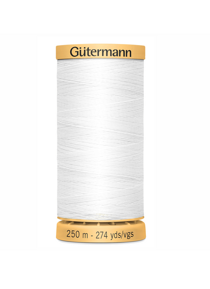 Gütermann cotton thread, 250m spool, white