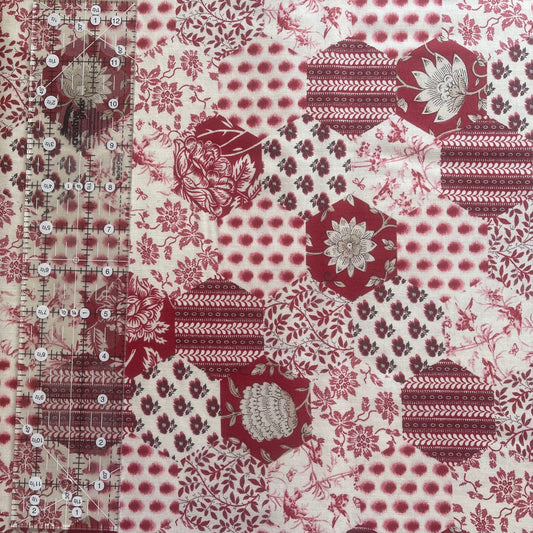 French General - La Vie en Rouge - Red Hexagonal Fabric