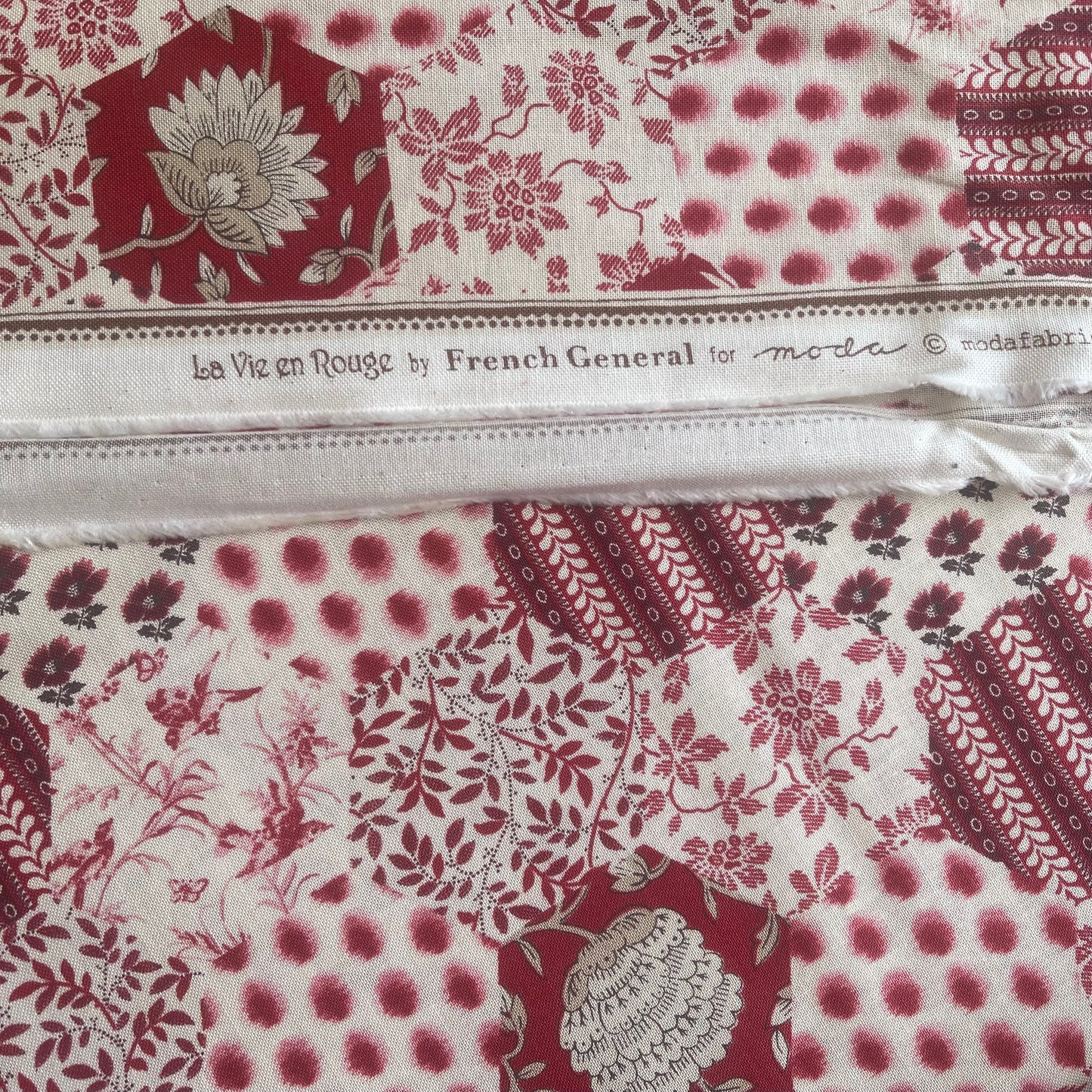 French General - La Vie en Rouge - Red Hexagonal Fabric