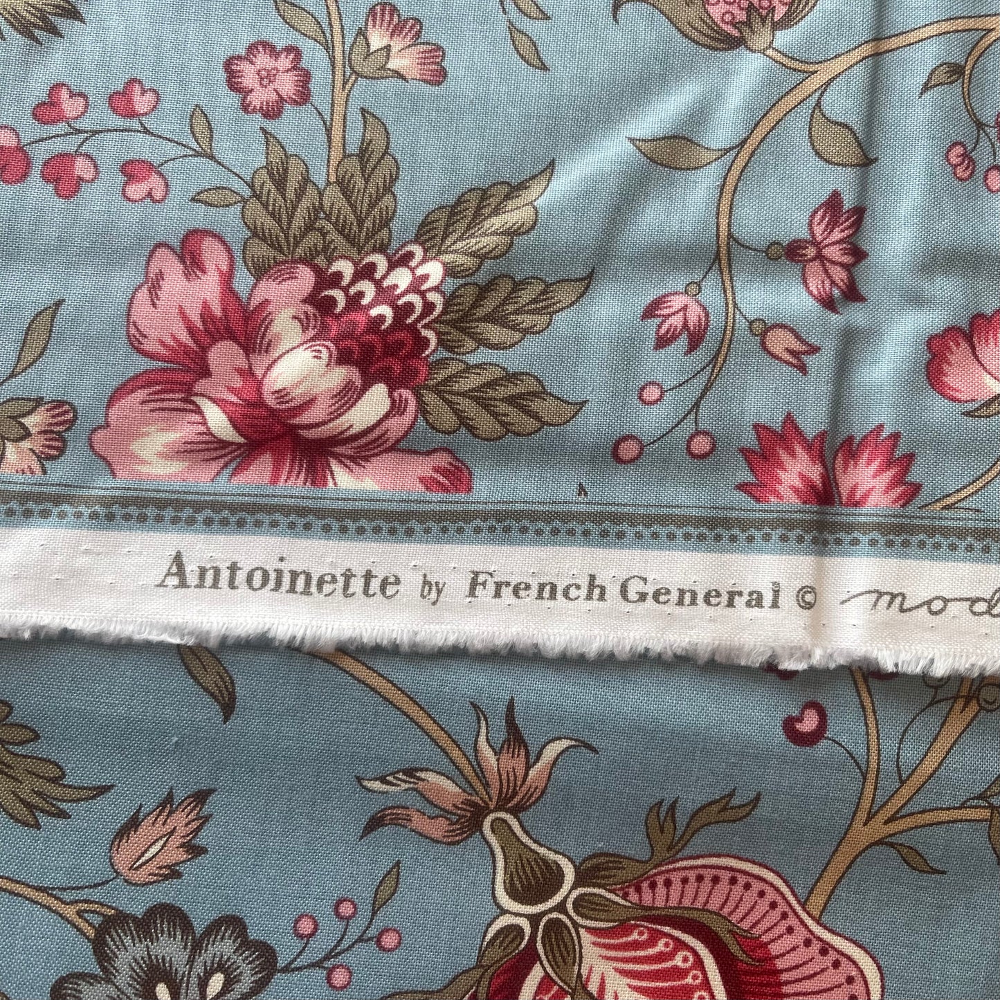 French General - Antoinette - Blue Large Floral Fabric