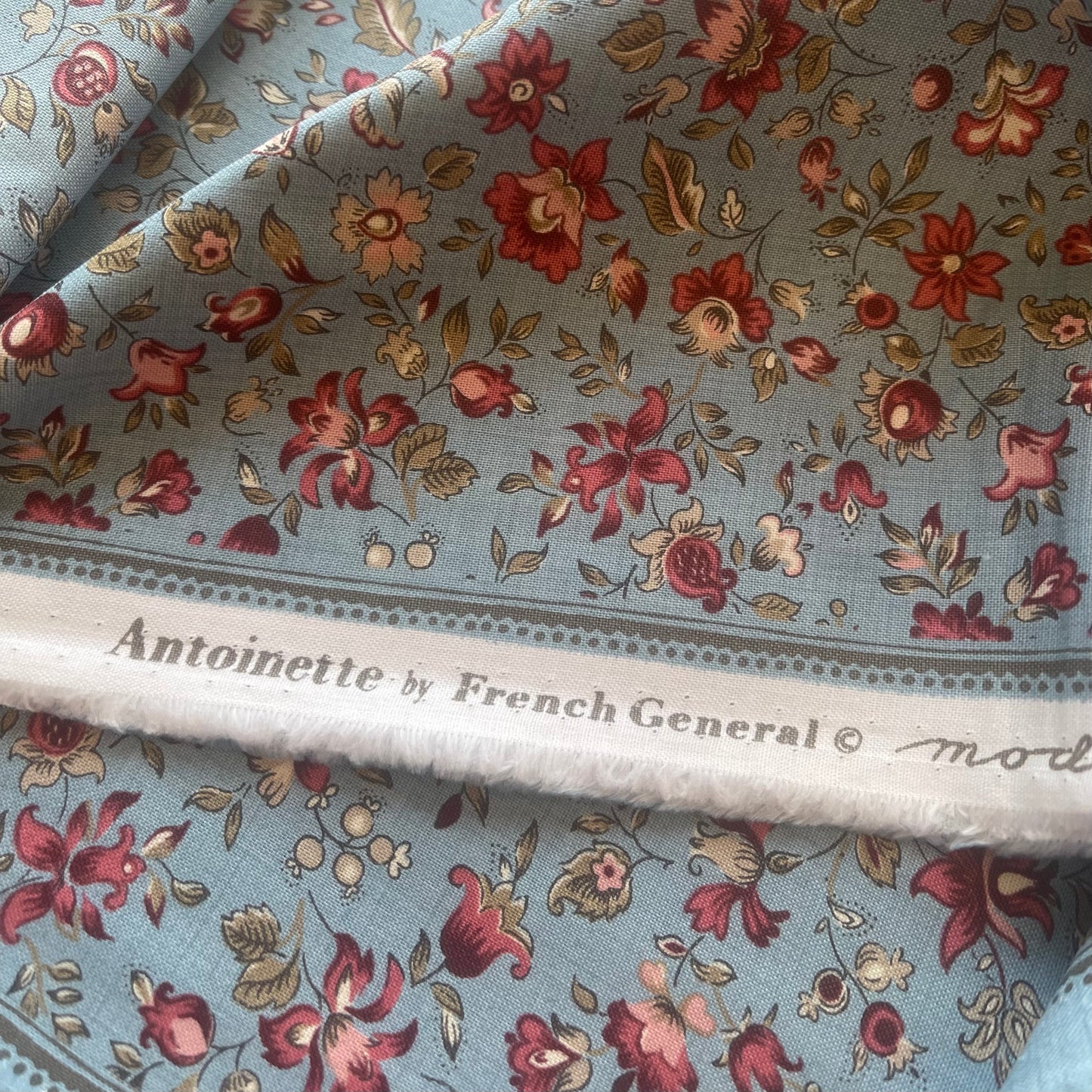 French General - Antoinette - Blue Small Floral Fabric