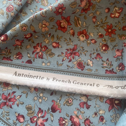 French General - Antoinette - Blue Small Floral Fabric