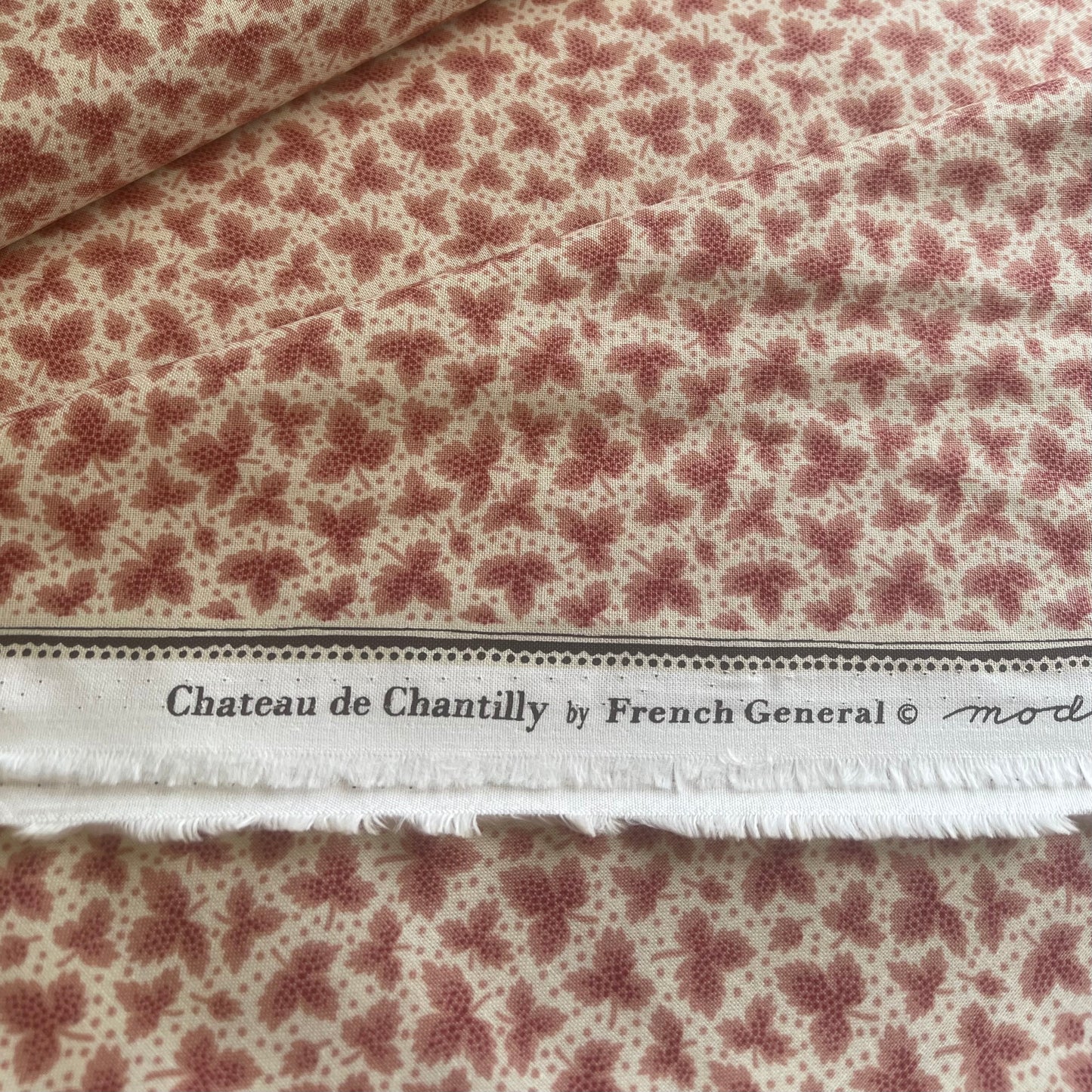 French General - Chateau de Chantilly - Pink Leaf Fabric