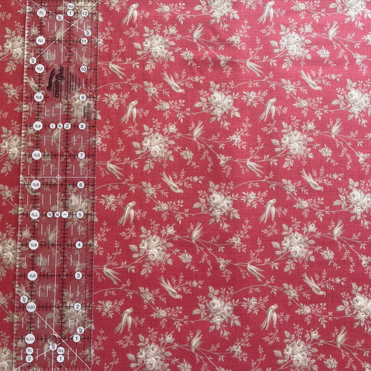 French General - Fleur de Paris - Oiseaux Red Fabric