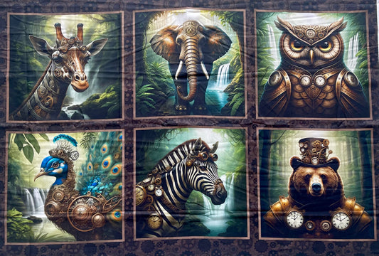 Steampunk Menagerie Fabric Panel