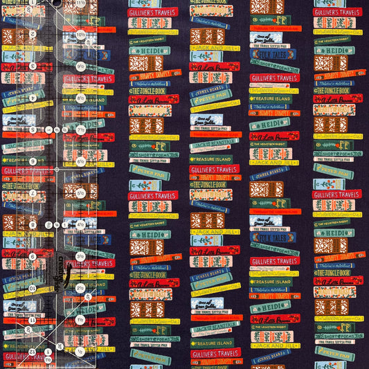 Library Books Fabric - Navy