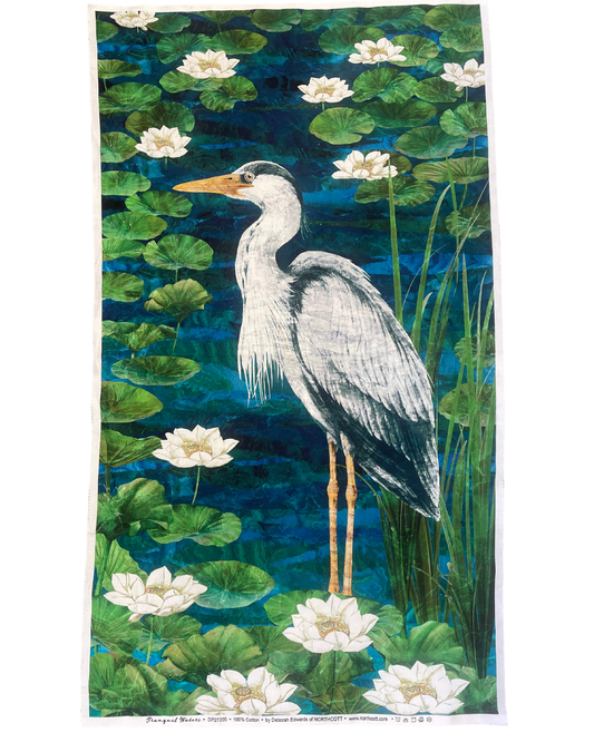 Tranquil Waters Heron Fabric Panel