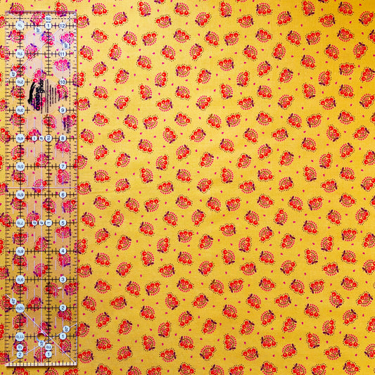 John Scott's Samhambra - Mini Stems on Yellow Spice Fabric