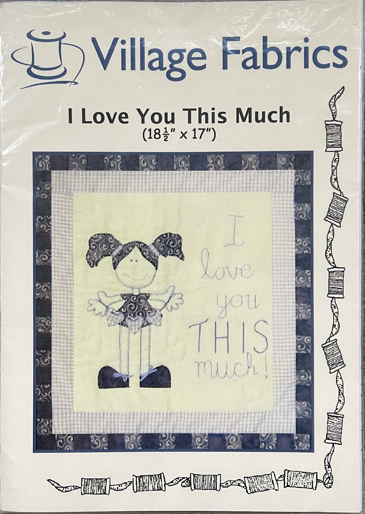 Cover of the I Love You This Much pattern, showing the original wall hanging in purples
