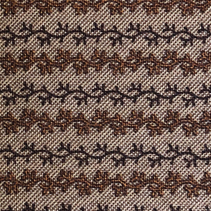 Jo Morton fabric, rows of small brown leafy vines on a pale ground