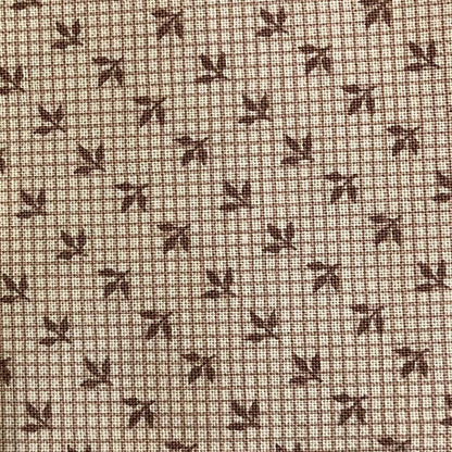 Jo Morton fabric, tiny brown sprigs on pale cream check