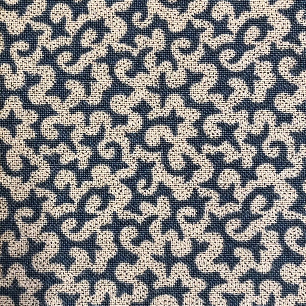 Jo Morton fabric, cream squiggles on navy blue