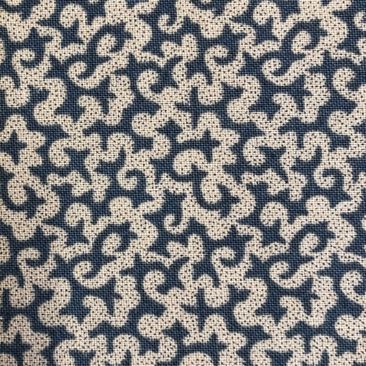 Jo Morton fabric, cream squiggles on navy blue