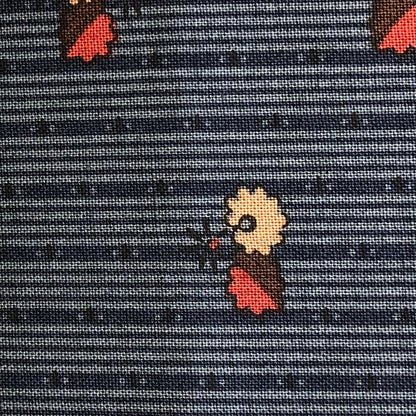 Jo Morton fabric, small cream and red flowers on navy fine stripe