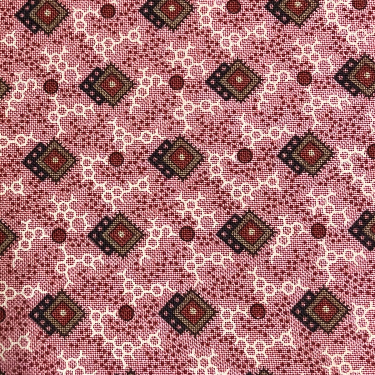 Jo Morton fabric, small brown diamonds and dots on pink