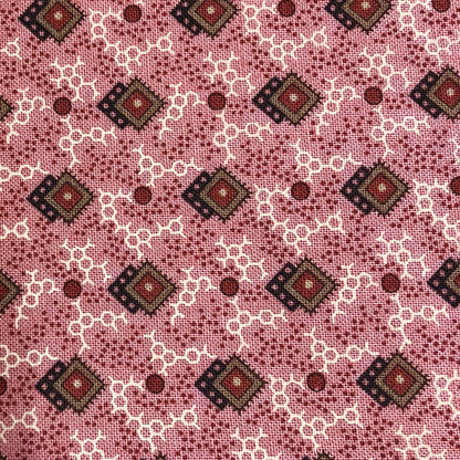 Jo Morton fabric, small brown diamonds and dots on pink