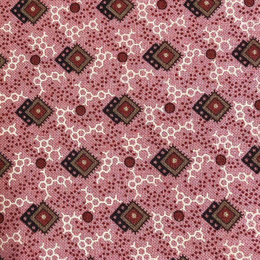 Jo Morton fabric, small brown diamonds and dots on pink