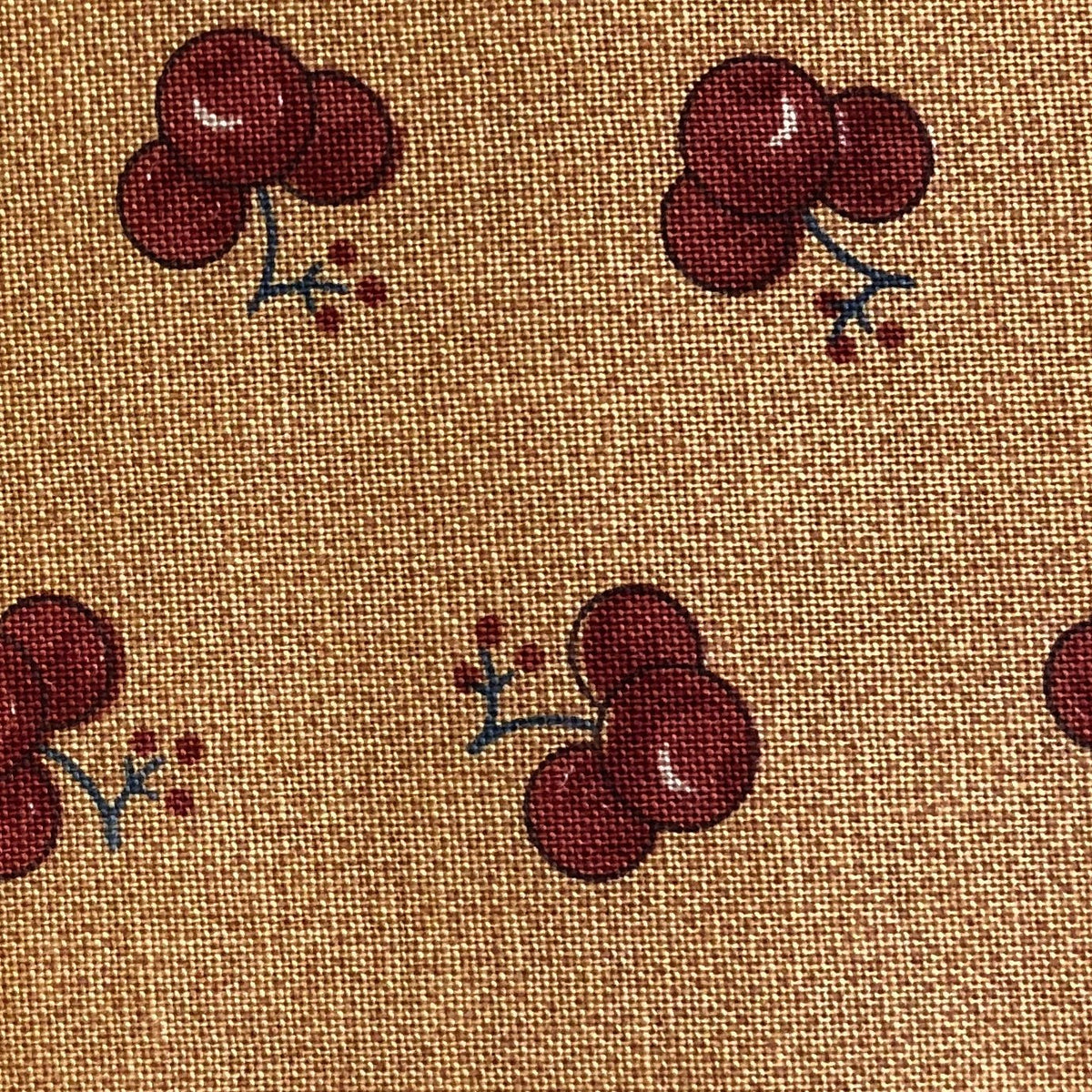 Jo Morton fabric, red cherries on caramel tan