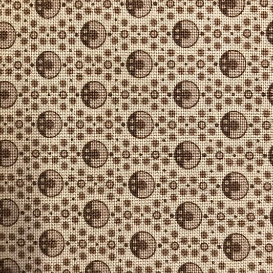 Jo Morton fabric, small brown rings and dots on tan