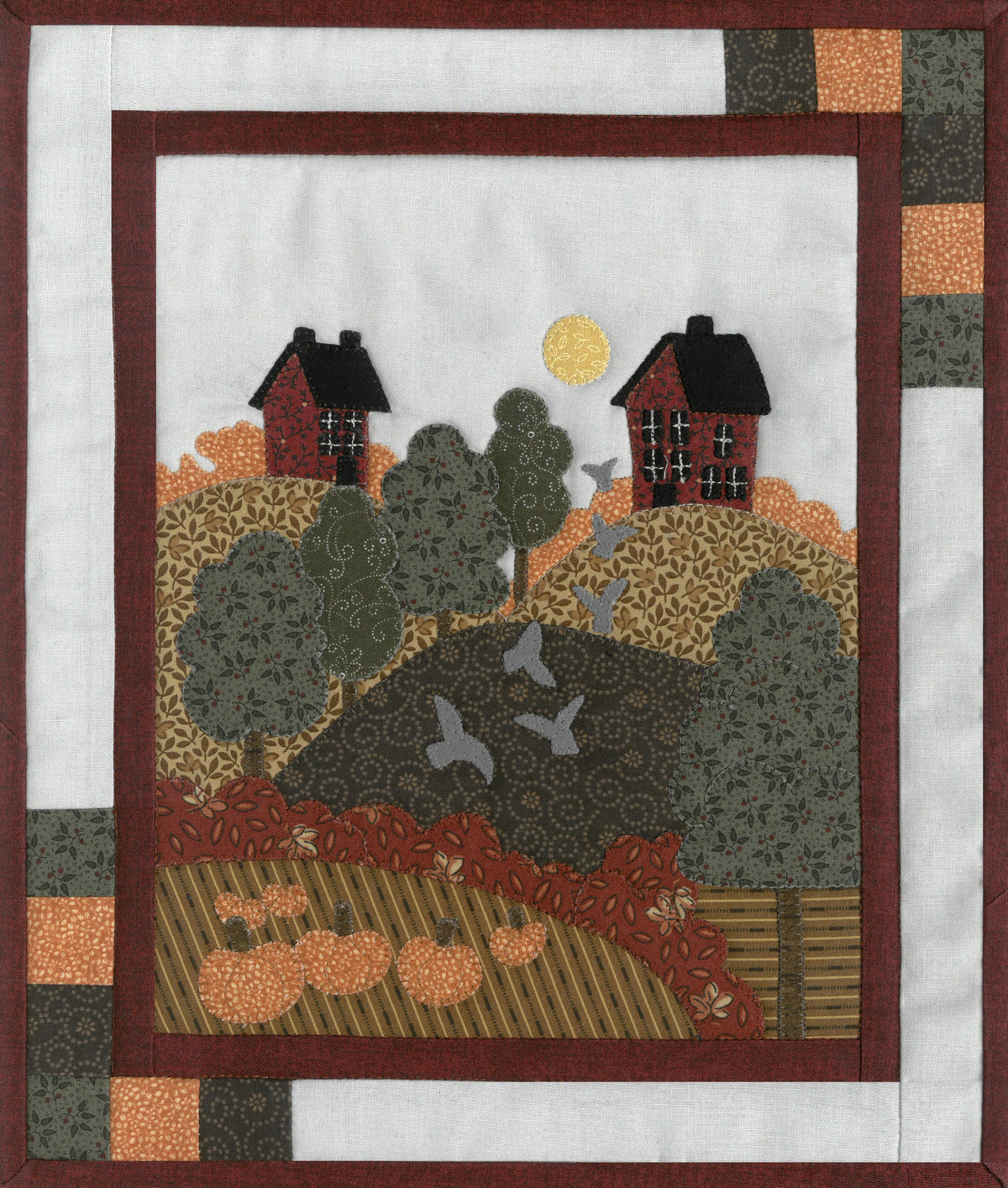 Autumn Houses wall hanging, made up